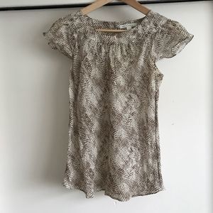 Banana Republic Brown & Cream Print Silk Blouse*
